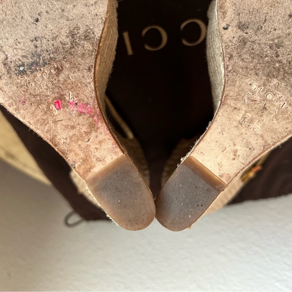 Gucci Rhinestone Ankle Strap Wedge Espadrilles. - Picture 8 of 11